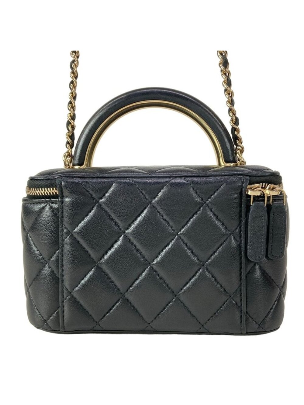 ★SOLD★ Chanel Vanity Bag Casematelasse Black Gold Lambskin - Picture 3 of 15